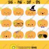 Pumpkin SVG. Kids Halloween Bundle Clipart. Cute Kawaii Girl Pumpkin Vector Cut Files for Cutting Machine. png dxf eps Instant Download Design 535
