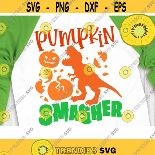 Pumpkin Smaher SVG T Rex Svg Dinosaur Svg Thanksgiving Boy Svg Halloween Kids Svg Rex Dinosaur Fall Svg Design 673 .jpg