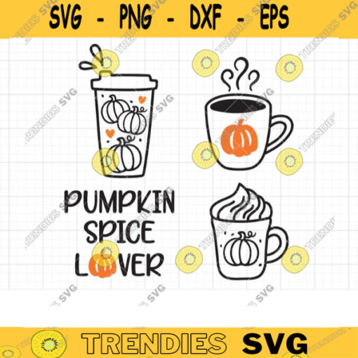 Pumpkin Spice Latte SVG Clipart Coffee Lover Fall Autumn Drinks Hot Coffee Pumpkin Spice Lover Svg Dxf Cut Files for Cricut PNG Clip Art copy
