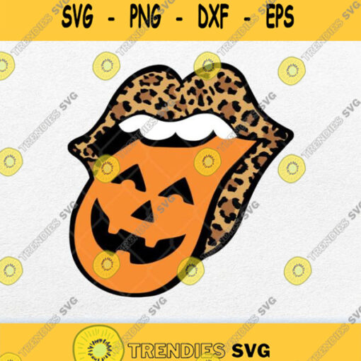Pumpkin Tongue With Leopard Lips Halloween Svg Png