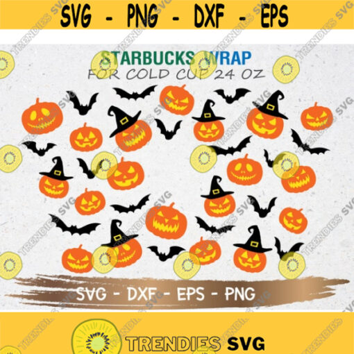 Pumpkin Trick Or Treat Starbucks Cup SVG Trick Or Treat svg Halloween svg DIY Venti for Cricut 24oz venti cold cup Instant Download Design 235