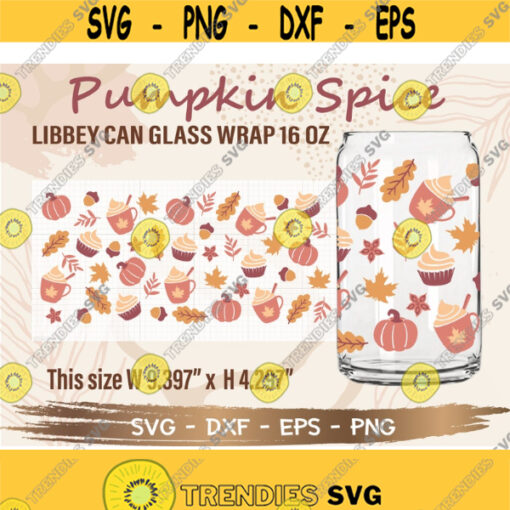 Pumpkin spice and everything nice Libbey Can Glass Wrap svg DIY for Libbey Can Shaped Beer Glass 16oz cut file for Cricut and Silhouette Design 290