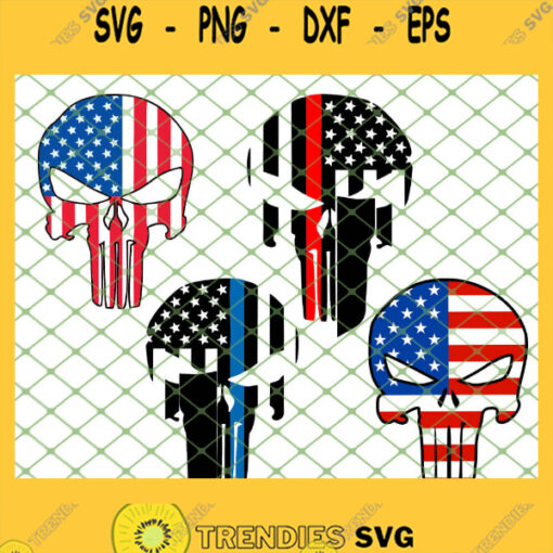 Punisher Skull American Flag SVG PNG DXF EPS 1
