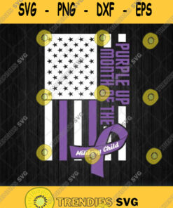 Purple Up Month Of The Military Child American Flag Svg Png Dxf Eps Svg Cut Files Svg Clipart Si