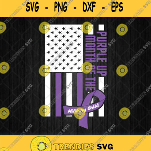 Purple Up Month Of The Military Child American Flag Svg Png Dxf Eps