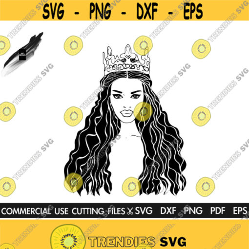 Queen Svg Wavy Curls SVG Woman SVG Princess SVG Deautiful Woman Svg Crown Cut File Design 304