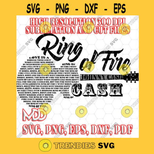 RING OF FIRE Ring of Fire Guitar Lyrics Svg Country Music Guitar Lyrics Svg Ring of Fire Svg Png Dxf Eps Svg Pdf