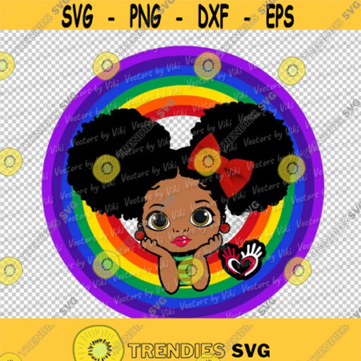 Rainbow Baby African American Girl Curly Afro Buns Bow JPG PNG Digital File