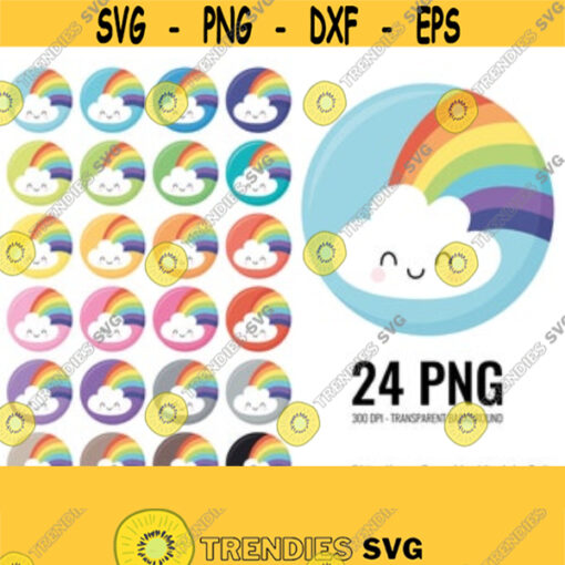 Rainbow Cloud Clipart. Cute Weather Icons Clip Art. Cloud Face PNG. Digital Circles Planner Printable Rounded Stickers. Instant download Design 395