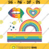 Rainbow svg lips svg heart svg png dxf Cutting files Cricut Funny Cute svg designs print for t shirt Design 131