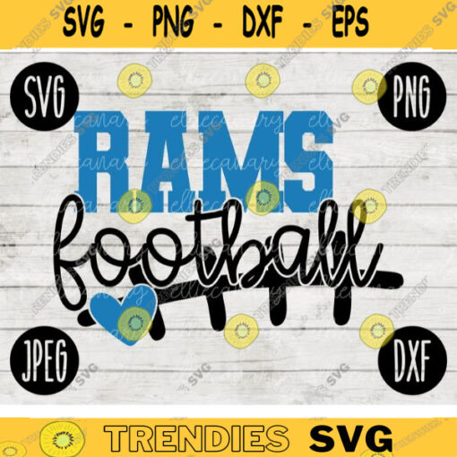 Rams Football SVG Team Spirit Heart Sport png jpeg dxf Commercial Use Vinyl Cut File Mom Dad Fall School Pride Cheerleader Mom 1612