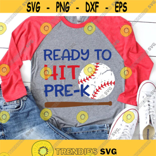 Ready to Hit Kindergarten Svg Boy Kindergarten Svg Back to School Svg Funny Kindergarten Shirt Baseball Svg Cut File for Cricut Png