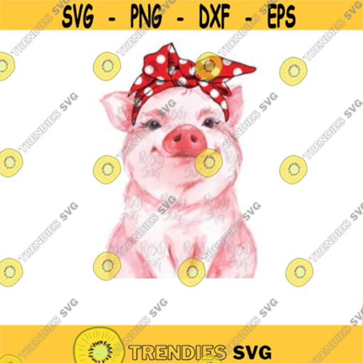 Red Bandana Pig PNG Sublimation Designs Download Clipart Pig shirt Iron On Shirt Designs Watercolor pig Farm clipart