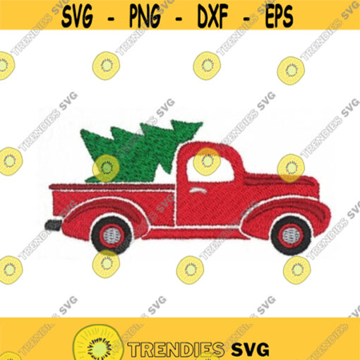 Red Truck Christmas Tree Machine Embroidery INSTANT DOWNLOAD pes dst Design 111