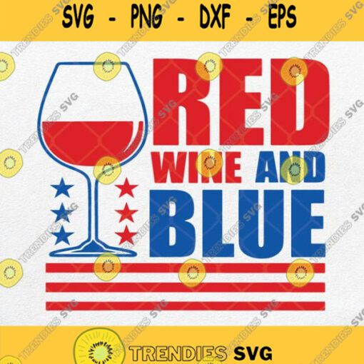 Red Wine And Blue American Flag Svg Png Silhouette Clipart Dxf Eps