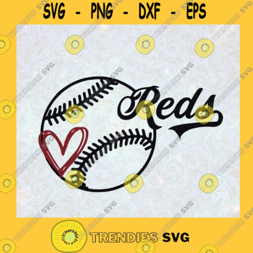 Reds Love BaseballHeart Ball Baseball Lover Baseball Fans Baseball Mom Baseball Cincinnati Reds SVG Digital Files Cut Files For Cricut Instant Download Vector Download Print Files