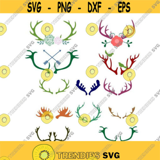 Reindeer Antlers Decals Deer Christmas Cuttable Design SVG PNG DXF eps Designs Cameo File Silhouette Design 1261