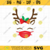 Reindeer Face with Mask SVG Cute Girl Reindeer Face with Holly Berries Bow and Face Mask Svg Dxf Cut Files for Cricut and Silhouette Clipart copy