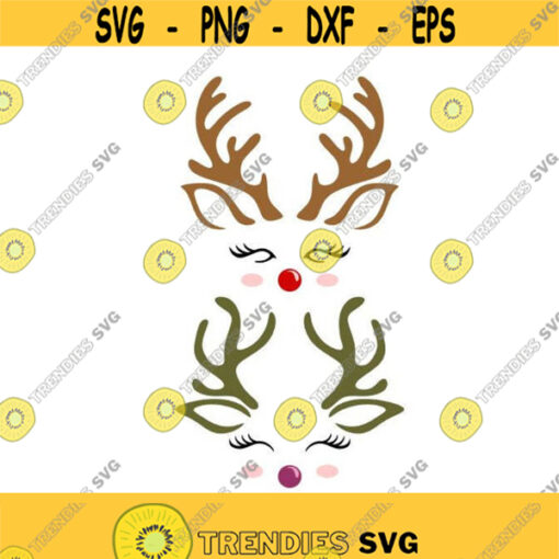 Reindeer Faces Christmas Cuttable Design SVG PNG DXF eps Designs Cameo File Silhouette Design 271