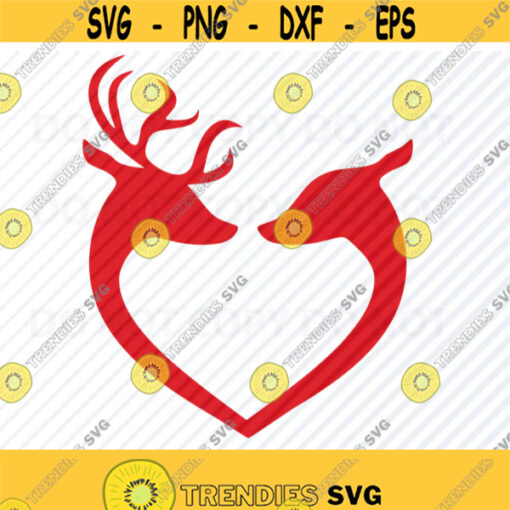 Reindeer Heart SVG Files Christmas Vector Images Clipart Hearts Cutting Files SVG Image For Cricut Xmas Silhouettes Eps Png Dxf Design 746