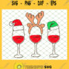 Reindeer Hord Santa Hat Wine Glass SVG PNG DXF EPS 1