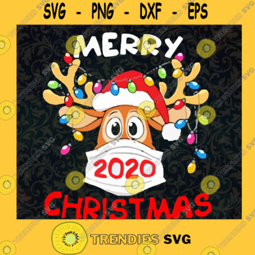 Reindeer In Mask Merry Christmas SVG PNG EPS DXF Silhouette Digital Files Cut Files For Cricut Instant Download Vector Download Print Files