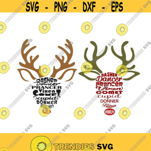 Reindeer Names Christmas Cuttable Design SVG PNG DXF eps Designs Cameo File Silhouette Design 191