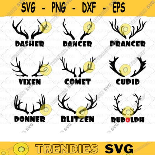 Reindeer Names SVG File Christmas ornament svg Santas reindeer svg svg files for cricut Christmas sublimation designs rudolph svg 316 copy