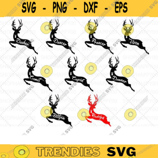 Reindeer Names SVG File Christmas ornament svg Santas reindeer svg svg files for cricut Christmas sublimation designs rudolph svg 415 copy