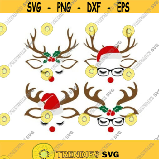 Reindeer Rudolph Santa antlers Christmas Cuttable Design SVG PNG DXF eps Designs Cameo File Silhouette Design 157