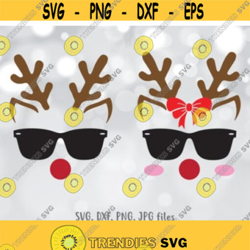 Reindeer SVG Christmas SVG Boy and Girl Reindeer Reindeer Couple Reindeer Sunglasses Svg Reindeer Boy Girl Svg Rudolf Reindeer svg Design 112