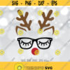 Reindeer SVG Christmas svg Deer with eyelashes glasses Cute deer face cut file Reindeer clipart Cricut Silhouette Christmas designs Design 159