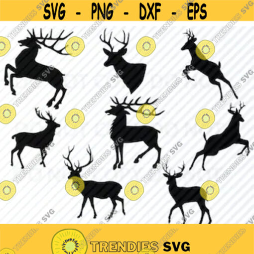 Reindeer SVG Files For Cricut Deer Silhouette Clip Art Christmas svg Eps Png dxf ClipArt Woodland Rein deer svg Santas reindeer vector Design 385