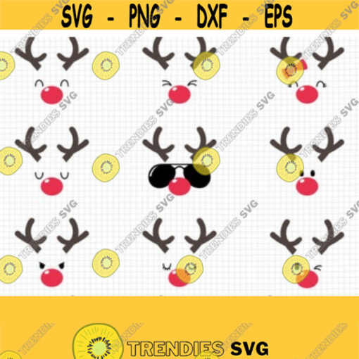 Reindeer SVG. Kids Cartoon Rudolph Face Clipart. Christmas Cut Files. Vector Files for Cutting Machine png dxf eps jpg pdf Instant Download Design 63