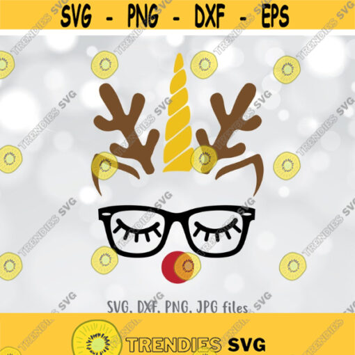 Reindeer Unicorn svg Funny Christmas SVG Christmas SVG Deer with eyeglasses Geek dork svg Christmas Cut File Christmas shirt design Design 1225