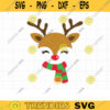 Reindeer Wearing Scarf SVG DXF Cute Winter Reindeer Face with Christmas Color Scarf svg dxf Files for Cricut Commercial Use copy