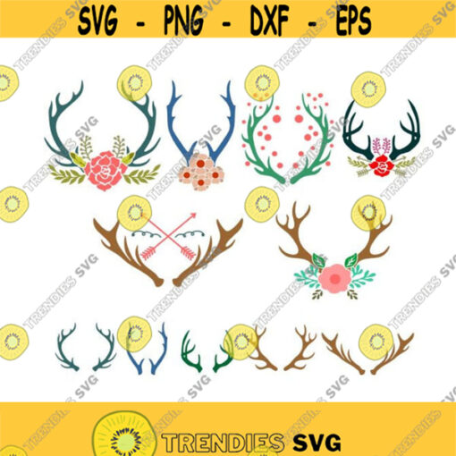 Reindeer deer Antlers Decals Christmas Cuttable Design SVG PNG DXF eps Designs Cameo File Silhouette Design 1751