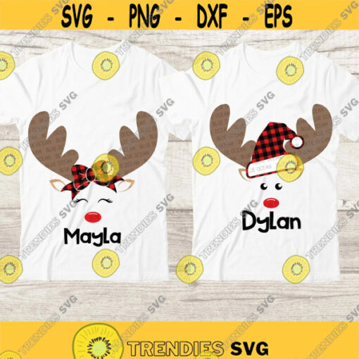 Reindeer face SVG Reindeer buffalo plaid SVG Reindeer kids shirt SVG Christmas svg