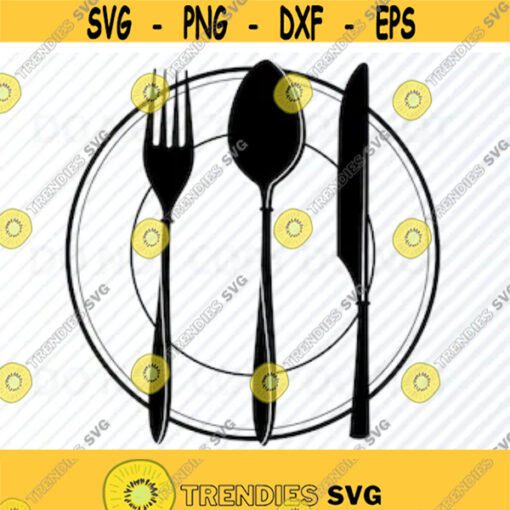 Restaurant Logo SVG Files For Cricut Plate Silhouette Clip Art SVG Eps Png dxf ClipArt fork knife spoon svg plates svg kitchen logo Design 65