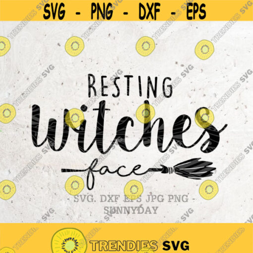 Resting Witch Face SVG File Witch DXF Silhouette Print Vinyl Cricut Cutting SVG T shirt Design Handlettered svg Happy Halloween Broom Witch Design 335