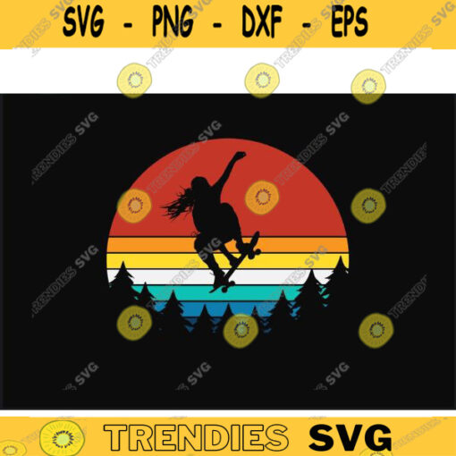 Retro Skateboard SVG Skateboard Girl skateboarding svg kateboard svg skater svg skateboarder svg skateboard clipart Design 141 copy