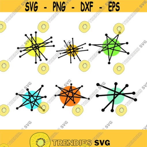 Retro Space Mountain Star Burst Accents Dots Cuttable Design SVG PNG DXF eps Designs Cameo File Silhouette Design 1835