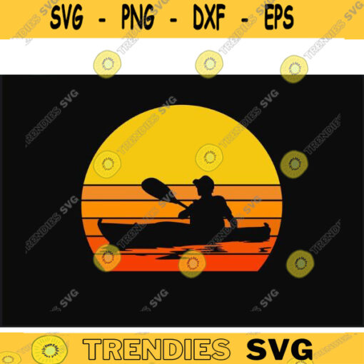 Retro kayak SVG Kayaking Sunset kayak svg kayaking svgfishing svg canoe svg boating svg for kayak lovers Design 420 copy