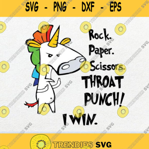 Rock Paper Scissors Throat Punch I Win Unicorn Svg Png