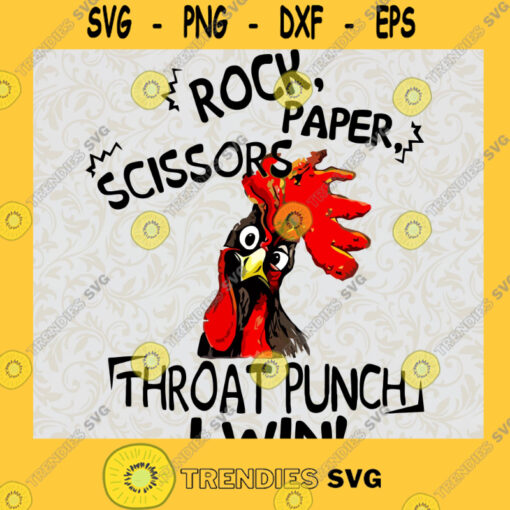 Rock paper scissors throat punch I win chicken SVG PNG EPS DXF Silhouette Cut Files For Cricut Instant Download Vector Download Print File