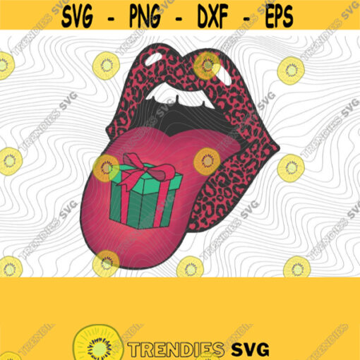 Rolling Stones Christmas Tongue PNG Print File Sublimation Trendy Christmas Rock Around The Christmas Tree Present Merry Elf Tongue Design 336