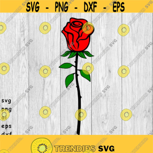 Rose Rose on Stem Roses svg png ai eps dxf DIGITAL FILES for Cricut CNC and other cut or print projects Design 207