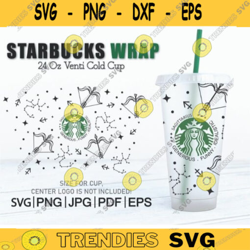 SAGITTARIUS Seamless Wrap SVG for Starbucks Cup Reusable png svg SVG Files For Cricut starbucks cup svg Download Zodiac Horoscope 143