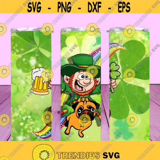 STRAIGHT 20oz Leprechaun Beer And Clover St. Patricks Day Skinny Tumbler JPG PNG image File For Sublimation Ready To Cut Digital File