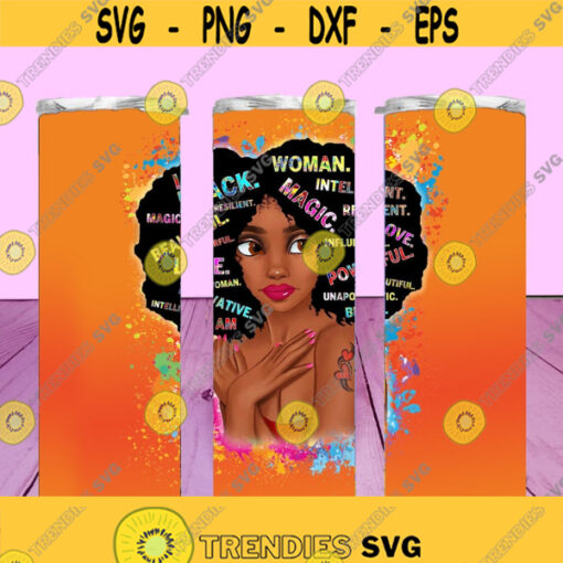 STRAIGHT 20oz Melanin Queen Afro Hair Words Magic Powerful Skinny Tumbler JPG PNG image File For Sublimation Ready To Cut Digital File